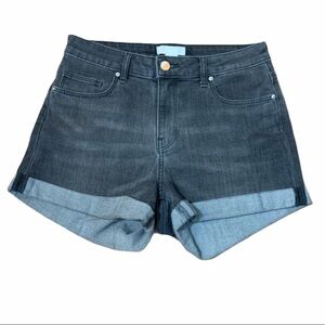 H&M Faded Black High Rise Cuffed Hem Jean Shorts